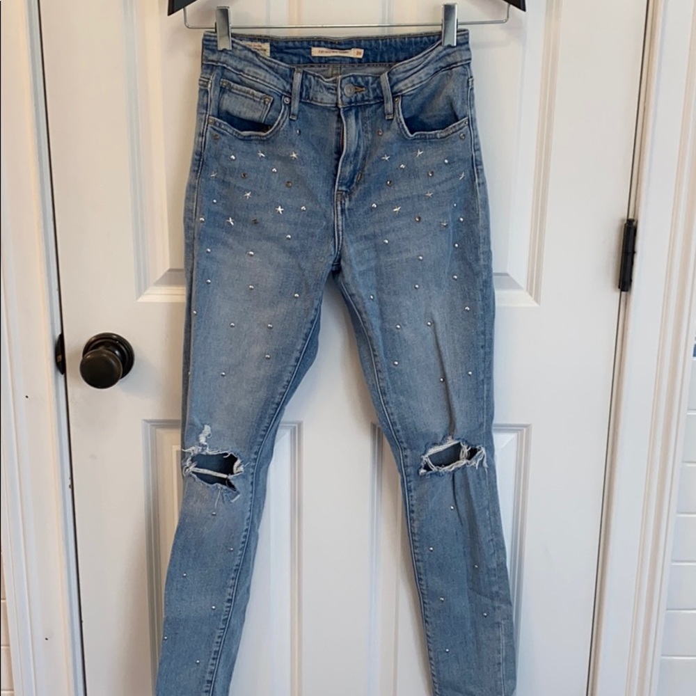 Levi’s high rise studded jeans